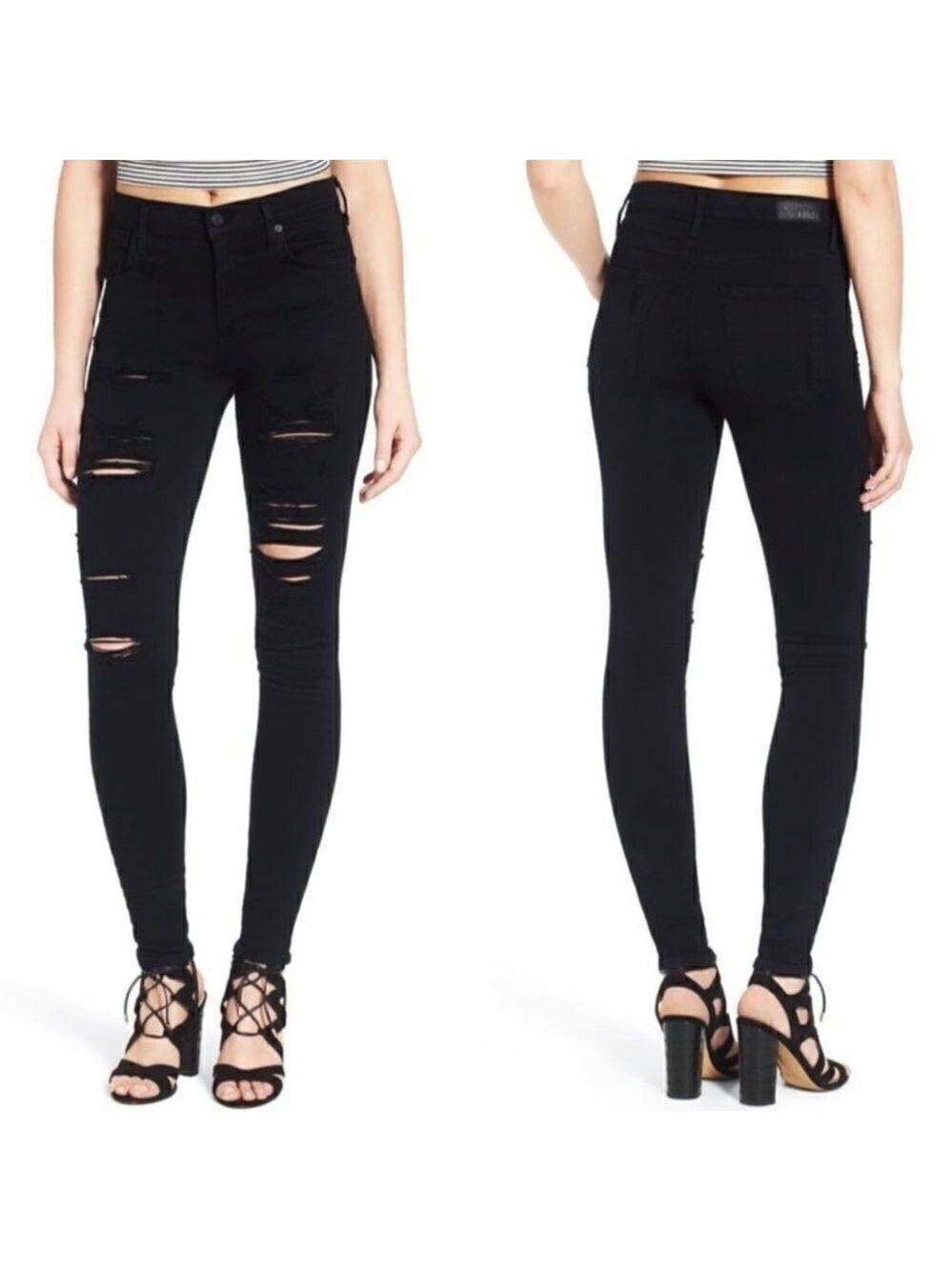Agolde | Sophie High Rise Skinny in distressed black